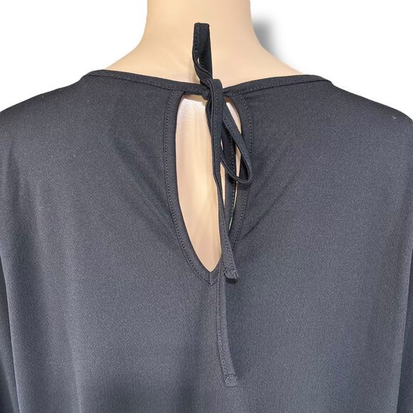 H&M Womens Blouse Top Shirt Pullover Balloon Sleeve Stretch Relaxed Fit Black M - Picture 4 of 12